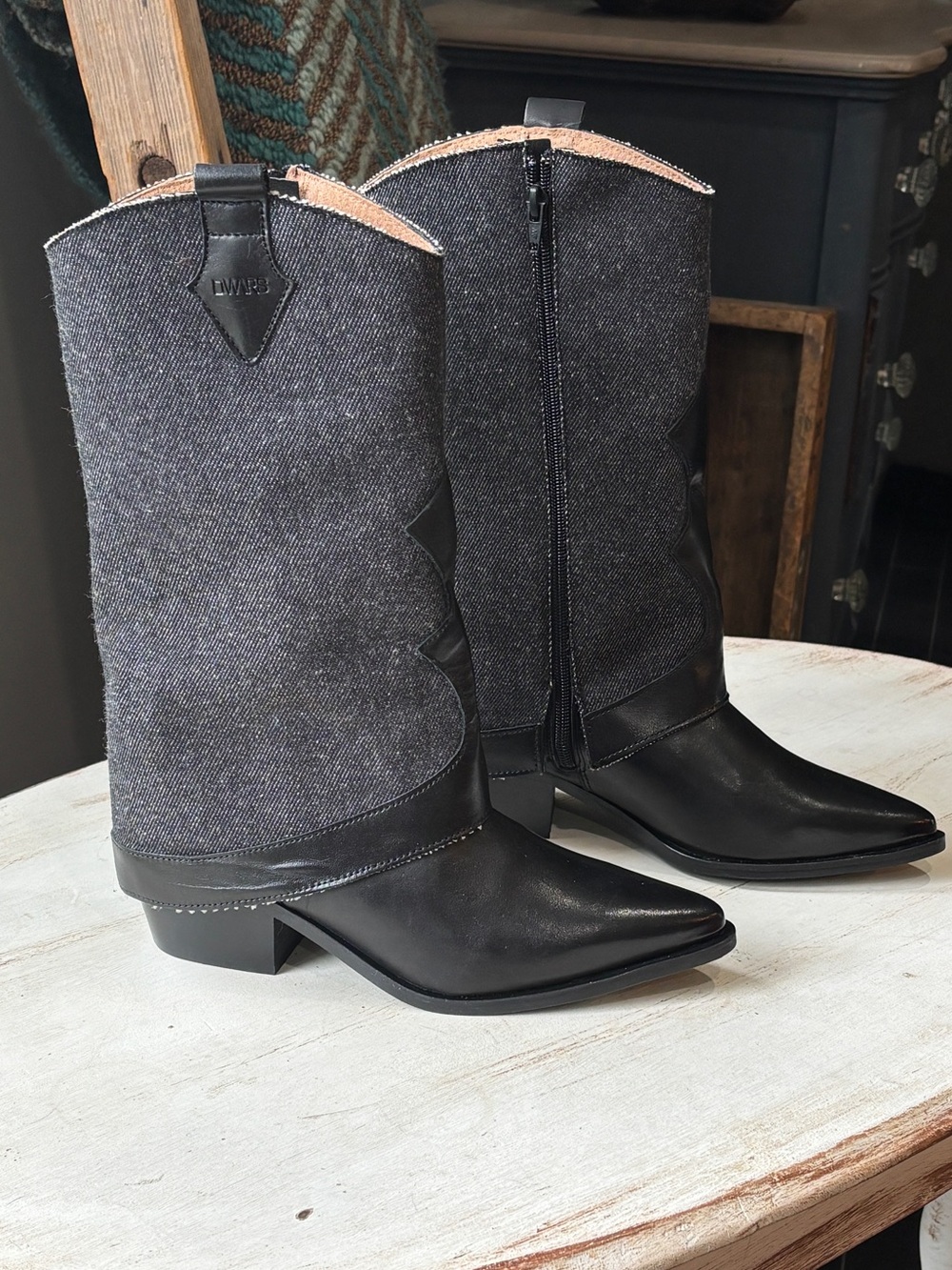 DWRS Label Shetland Denim Dames Laars in Black.